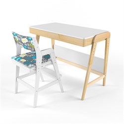 Комплект растущий стол и стул с чехлом 38 попугаев «Вуди» (Белый, Белый, Салют) - фото 42354