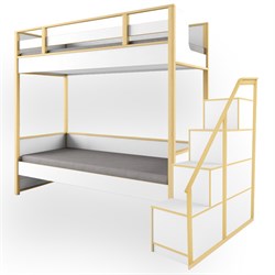 Детская кровать двухъярусная два спальных места 190x80 с лестницей, перилами и 4 ящиками для хранения Робин Wood Лайт 38 попугаев (Клен, Белый) - фото 42525