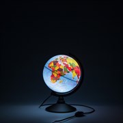 Глобус Земли физико-политический Globen 210 мм с подсветкой Классик (Цвет товара:Черный)