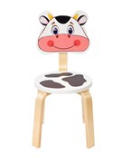 Детский стульчик Polli Tolli Мордочка Коровка (Цвет сиденья и спинки стула:Белый, Цвет каркаса:Береза)