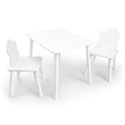Детский комплект стол и два стула «Облачко» Rolti Baby (белый/белый, массив березы/мдф)