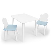 Детский комплект стол и два стула «Облачко» Rolti Baby (белый/голубой, массив березы/мдф)