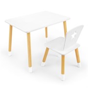 Детский комплект стол и стул «Звезда» Rolti Baby (белый/береза, массив березы/мдф)
