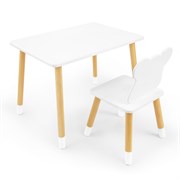 Детский комплект стол и стул «Мишка» Rolti Baby (белый/береза, массив березы/мдф)