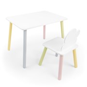 Детский комплект стол и стул «Облачко» Rolti Baby (белый/цветной, массив березы/мдф)