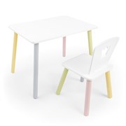 Детский комплект стол и стул «Корона» Rolti Baby (белый/цветной, массив березы/мдф)