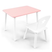 Детский комплект стол и стул «Звезда» Rolti Baby (розовый/белый, массив березы/мдф)