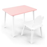 Детский комплект стол и стул «Облачко» Rolti Baby (розовый/белый, массив березы/мдф)
