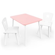 Детский комплект стол и два стула «Звезда» Rolti Baby (розовый/белый, массив березы/мдф)