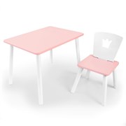 Комплект детской мебели стол и стул Корона (Розовый/Розовый/Белый)