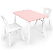 Комплект детской мебели стол и два стул Корона  (Розовый/Белый/Белый)