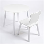 Комплект детский стол КРУГЛЫЙ и стул МИШКА ROLTI Baby (белая столешница/белое сиденье/белые ножки)