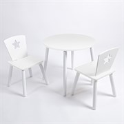 Комплект детский стол КРУГЛЫЙ и два стула ЗВЕЗДА ROLTI Baby (белая столешница/белое сиденье/белые ножки)