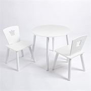 Комплект детский стол КРУГЛЫЙ и два стула КОРОНА ROLTI Baby (белая столешница/белое сиденье/белые ножки)