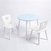Комплект детский стол КРУГЛЫЙ и два стула КОРОНА ROLTI Baby (голубая столешница/белое сиденье/белые ножки)