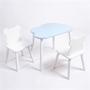 Комплект детский стол ОБЛАЧКО и два стула МИШКА ROLTI Baby (голубая столешница/белое сиденье/белые ножки)