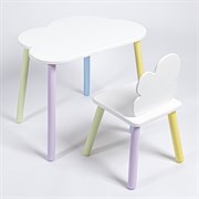 Комплект детский стол ОБЛАЧКО и стул Облачко ROLTI Baby (белая столешница/белое сиденье/цветные ножки)