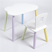 Комплект детский стол ОБЛАЧКО и стул КОРОНА ROLTI Baby (белая столешница/белое сиденье/цветные ножки)