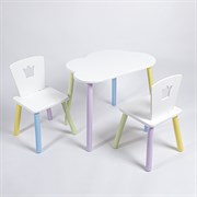 Комплект детский стол ОБЛАЧКО и два стула КОРОНА ROLTI Baby (белая столешница/белое сиденье/цветные ножки)