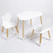 Комплект детский стол ОБЛАЧКО и два стула ОБЛАЧКО ROLTI Baby (белая столешница/белое сиденье/береза ножки)