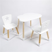 Комплект детский стол ОБЛАЧКО и два стула ЗВЕЗДА ROLTI Baby (белая столешница/белое сиденье/береза ножки)