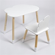 Комплект детский стол ОБЛАЧКО и стул ОБЛАЧКО ROLTI Baby (белая столешница/белое сиденье/береза ножки)