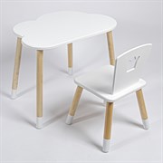 Комплект детский стол ОБЛАЧКО и стул КОРОНА ROLTI Baby (белая столешница/белое сиденье/береза ножки)