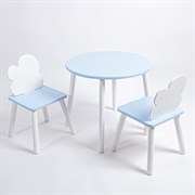 Комплект детский стол КРУГЛЫЙ и два стула ОБЛАЧКО ROLTI Baby (голубая столешница/голубое сиденье/белые ножки)