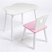 Комплект детский стол ОБЛАЧКО и стул КОРОНА ROLTI Baby (белая столешница/розовое сиденье/белые ножки)