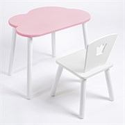 Комплект детский стол ОБЛАЧКО и стул КОРОНА ROLTI Baby (розовая столешница/белое сиденье/белые ножки)