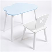 Комплект детский стол ОБЛАЧКО и стул ЗВЕЗДА ROLTI Baby (голубая столешница/белое сиденье/белые ножки)