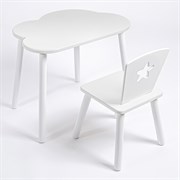 Комплект детский стол ОБЛАЧКО и стул ЗВЕЗДА ROLTI Baby (белая столешница/белое сиденье/белые ножки)