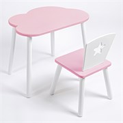 Комплект детский стол ОБЛАЧКО и стул ЗВЕЗДА ROLTI Baby (розовая столешница/розовое сиденье/белые ножки)