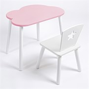 Комплект детский стол ОБЛАЧКО и стул ЗВЕЗДА ROLTI Baby (розовая столешница/белое сиденье/белые ножки)