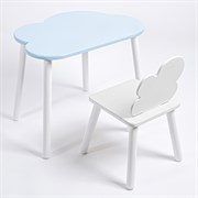 Комплект детский стол ОБЛАЧКО и стул ОБЛАЧКО ROLTI Baby (голубая столешница/белое сиденье/белые ножки)