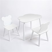 Комплект детский стол ОБЛАЧКО и два стула МИШКА ROLTI Baby (белая столешница/белое сиденье/белые ножки)