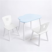 Комплект детский стол ОБЛАЧКО и два стула КОРОНА ROLTI Baby (голубая столешница/белое сиденье/белые ножки)