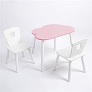 Комплект детский стол ОБЛАЧКО и два стула КОРОНА ROLTI Baby (розовая столешница/белое сиденье/белые ножки)