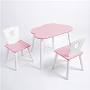 Комплект детский стол ОБЛАЧКО и два стула КОРОНА ROLTI Baby (розовая столешница/розовое сиденье/белые ножки)