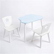 Комплект детский стол ОБЛАЧКО и два стула ЗВЕЗДА ROLTI Baby (голубая столешница/белое сиденье/белые ножки)