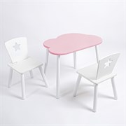 Комплект детский стол ОБЛАЧКО и два стула ЗВЕЗДА ROLTI Baby (розовая столешница/белое сиденье/белые ножки)