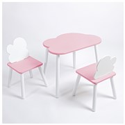 Комплект детский стол ОБЛАЧКО и два стула ОБЛАЧКО ROLTI Baby (розовая столешница/розовое сиденье/белые ножки)