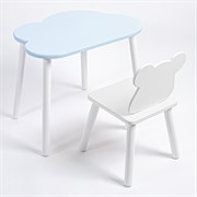 Комплект детский стол ОБЛАЧКО и стул МИШКА ROLTI Baby (голубая столешница/белое сиденье/белые ножки)