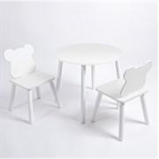 Комплект детский стол КРУГЛЫЙ и два стула МИШКА ROLTI Baby (белая столешница/белое сиденье/белые ножки)