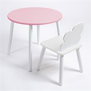 Комплект детский стол КРУГЛЫЙ и стул ОБЛАЧКО ROLTI Baby (розовая столешница/белое сиденье/белые ножки)