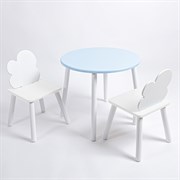 Комплект детский стол КРУГЛЫЙ и два стула ОБЛАЧКО ROLTI Baby (голубая столешница/белое сиденье/белые ножки)