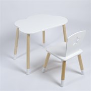 Комплект детский стол ОБЛАЧКО и стул ЗВЕЗДА ROLTI Baby (белая столешница/белое сиденье/береза ножки)
