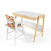 Комплект растущий стол и стул с чехлом 38 попугаев «Вуди» (Белый, Белый, Ромбы)