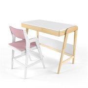 Комплект растущий стол и стул с чехлом 38 попугаев «Вуди» (Белый, Белый, Розовый)