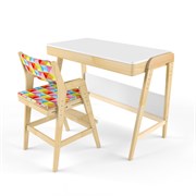 Комплект растущий стол и стул с чехлом 38 попугаев «Вуди» (Белый, Береза, Ромбы)